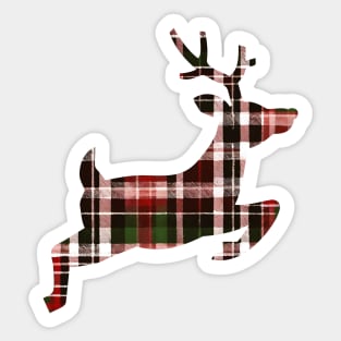 Christmas Plaid Flying Reindeer Sticker